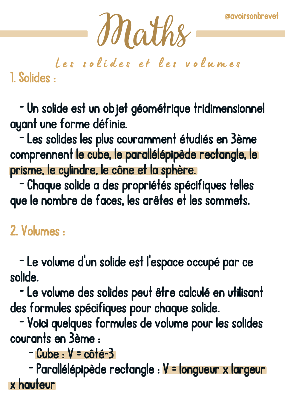 Les solides et les volumes
